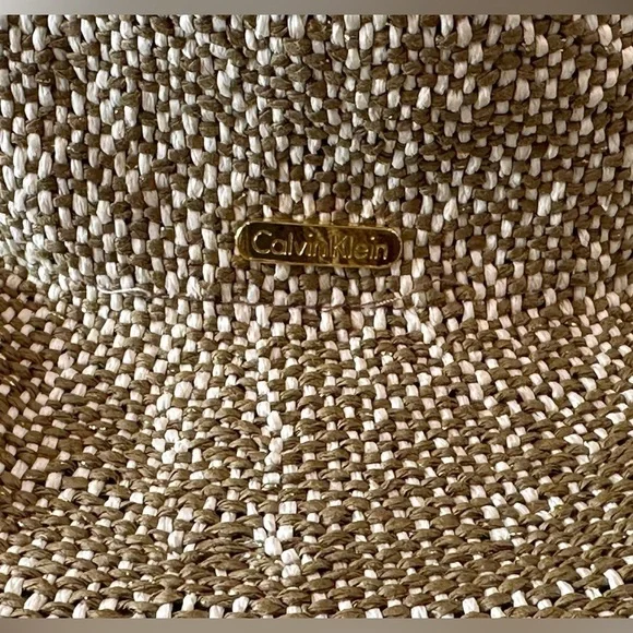 Calvin Klein Straw Sun Hat with Gold Highlights - EUC - Picture 7 of 9